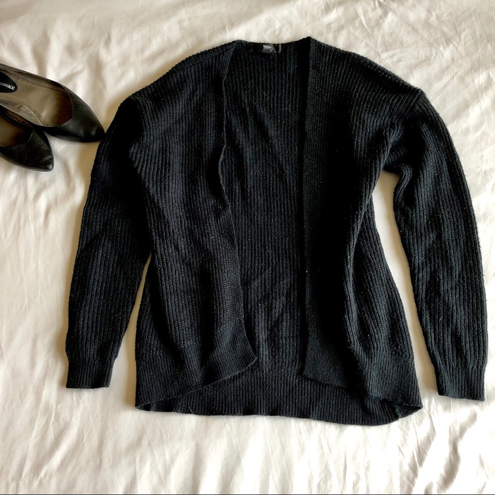 Thick Black Knit Cardigan Sweater